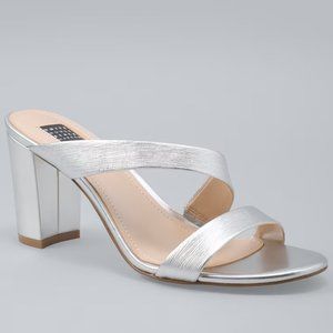 WHBM Metallic Leather Asymmetrical Sandals 9.5 VERY COMFORTABLE!